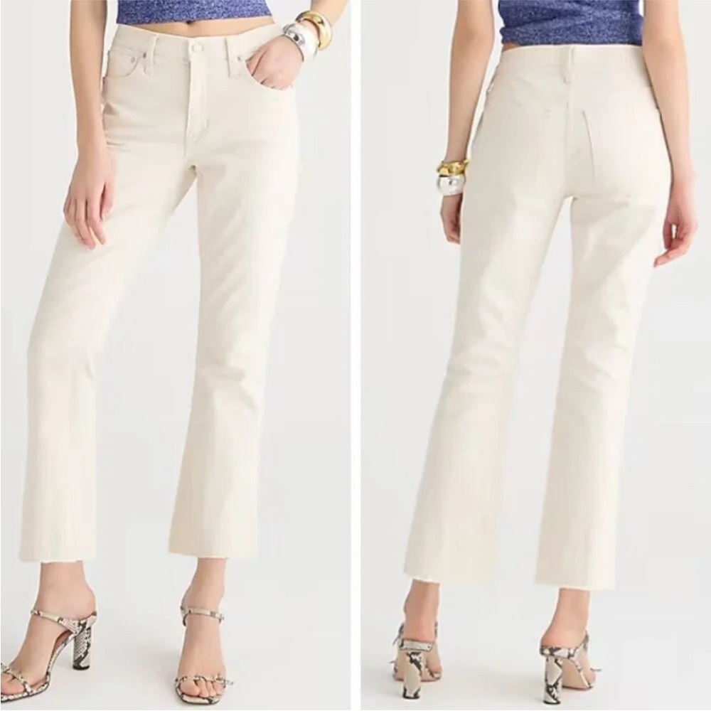 J.CREW 9" Demi-Boot Crop Jeans Ecru Wash Natural Cotton Blend Stretch‎ 33 bp491